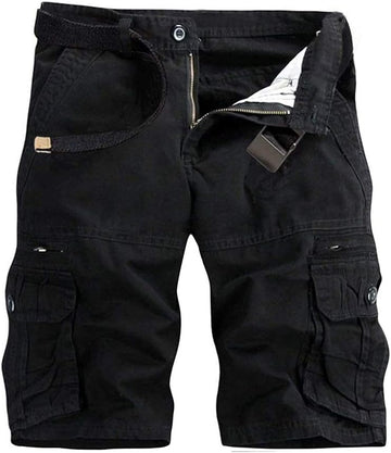 Men's Lightweight Multi Pocket Cotton Casual Cargo Shorts,Outdoor Twill Camo Shorts with Zipper Pockets(No Belt)